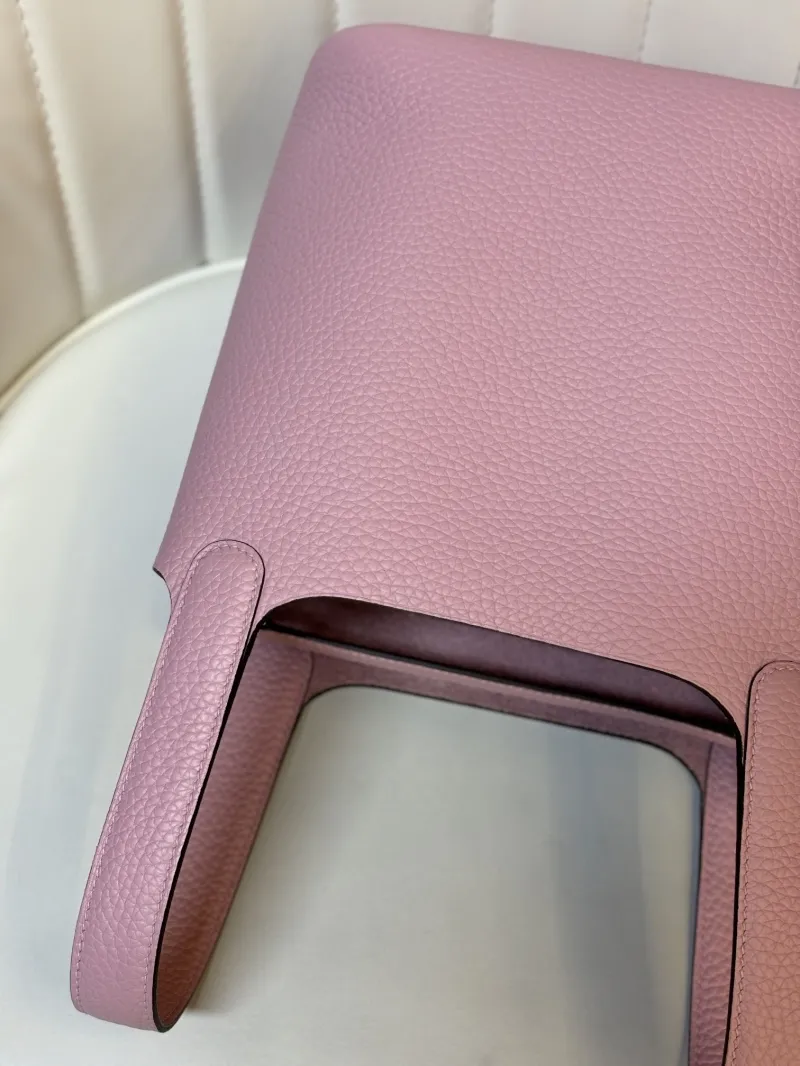 Hermes Pink Leather Bucket Bag - Image 6