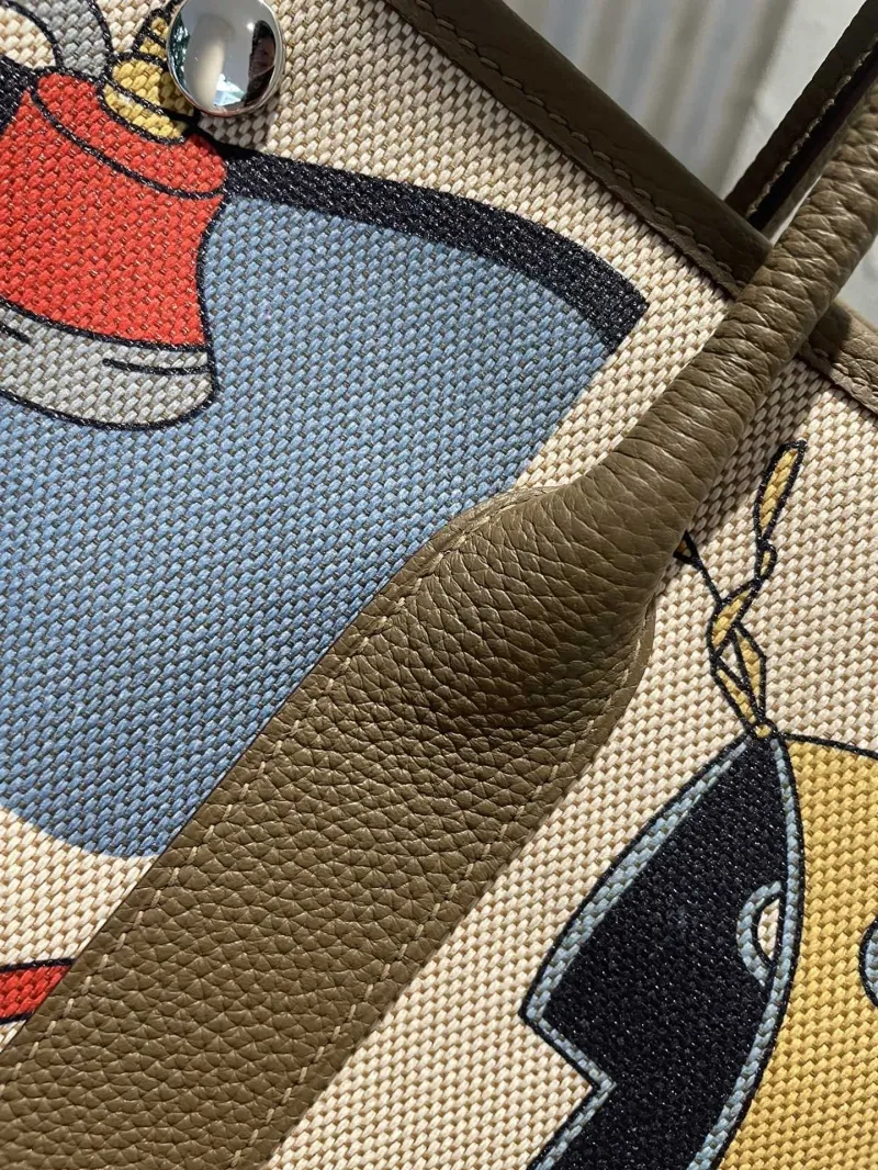 Hermes Equestrian Pattern Canvas Tote Bag - Image 5