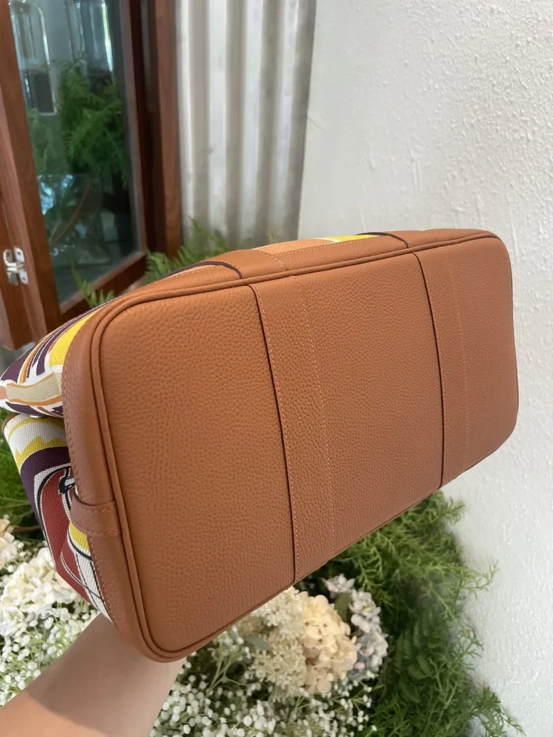 Hermes Multicolor Leather Canvas Tote Bag 68 - Image 7
