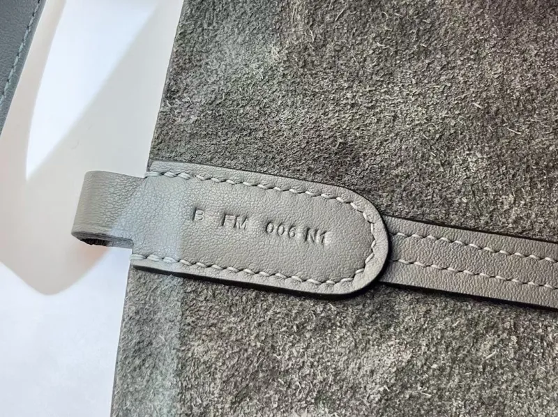 Hermes Gray Leather Bucket Tote Bag - Image 9