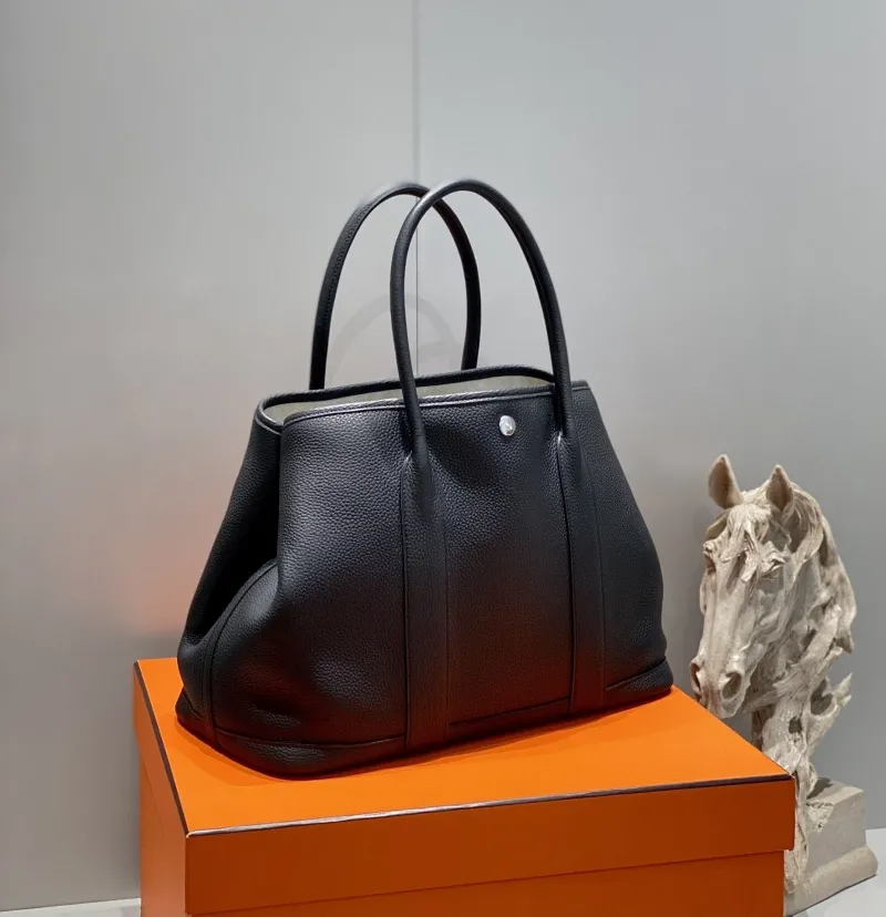 Hermes Black Leather Tote Bag - Image 3