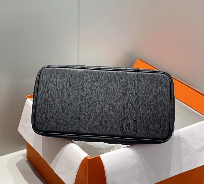 Hermes Black Leather Tote Bag - Image 4