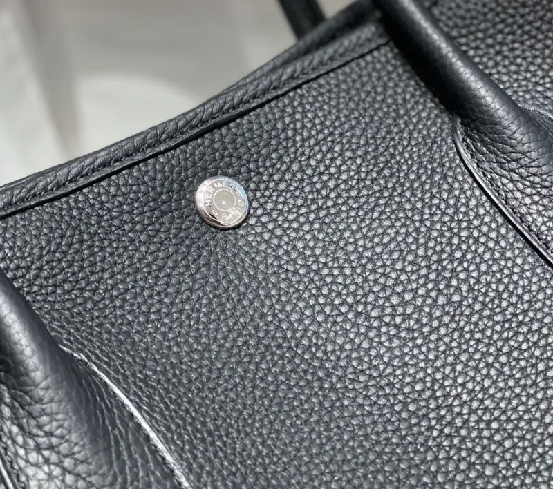 Hermes Black Leather Tote Bag - Image 6