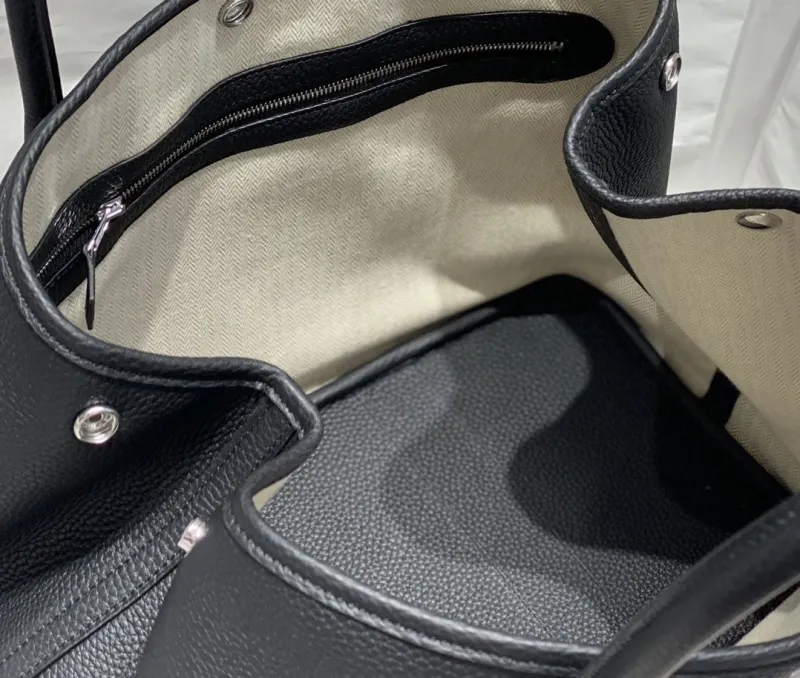 Hermes Black Leather Tote Bag - Image 9