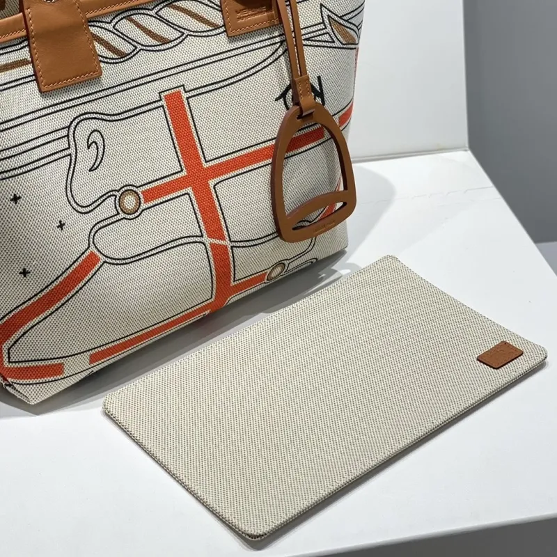 Hermes Equestrian Canvas Tote Bag - Image 4