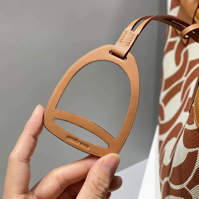 Hermes Brown Beige Canvas Tote Bag 122 - Image 6
