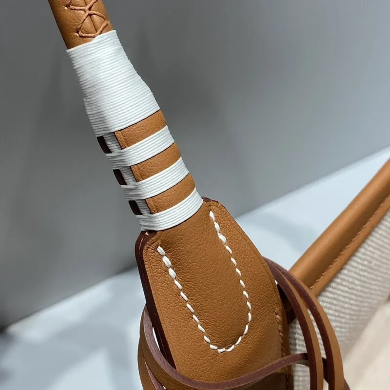 Hermes Brown Beige Canvas Tote Bag 122 - Image 7