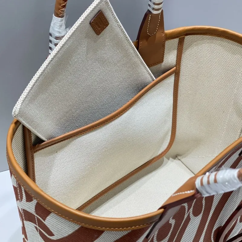 Hermes Brown Beige Canvas Tote Bag 122 - Image 8
