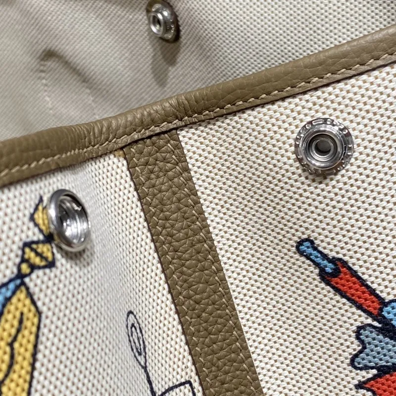 Hermes Printed Canvas Tote Bag 150 Beige - Image 6
