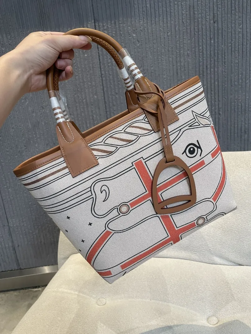 Hermes Beige Canvas Tote Bag 152 - Image 8