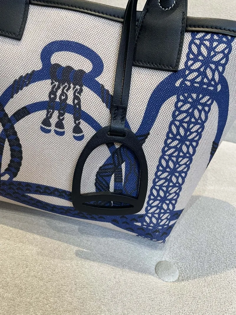 Alternative view of Hermes Blue Pattern Canvas Tote Bag SKU 153