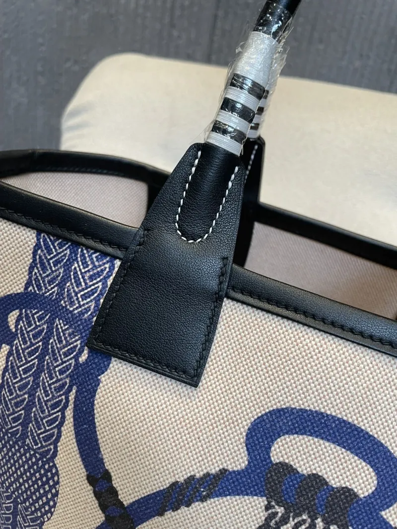 Hermes Blue Pattern Canvas Tote Bag SKU 153 - Image 3