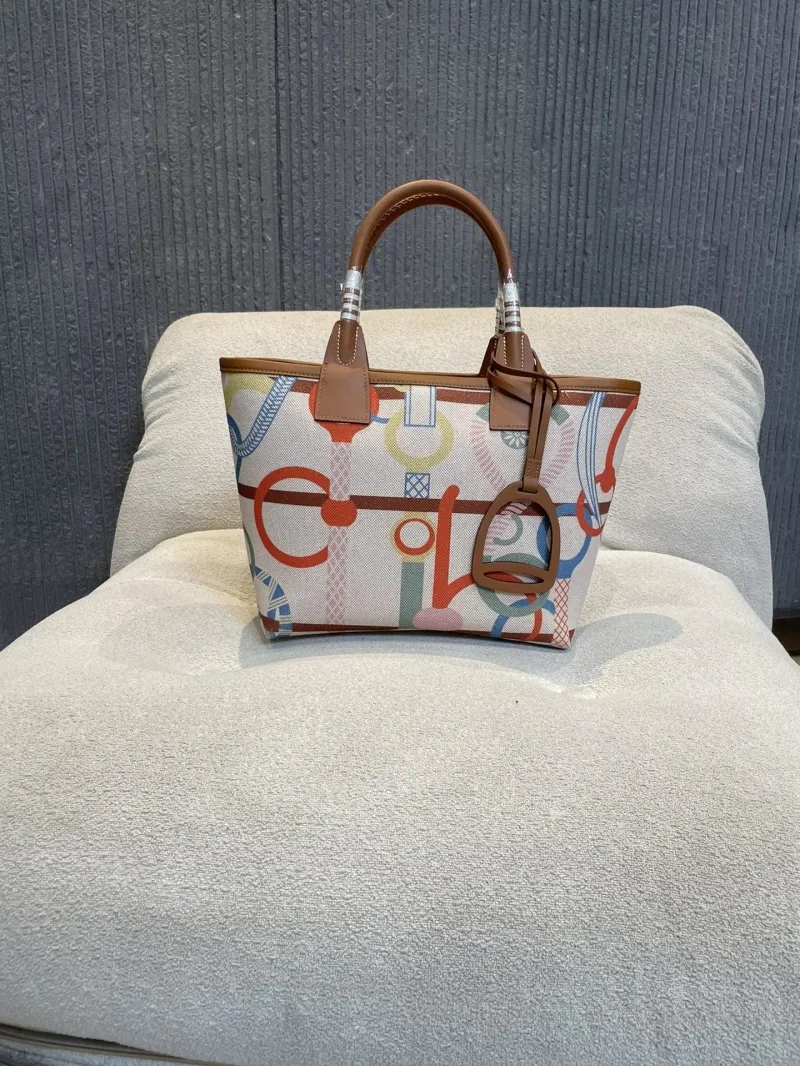 Hermes Multicolor Print Tote Bag SKU 155