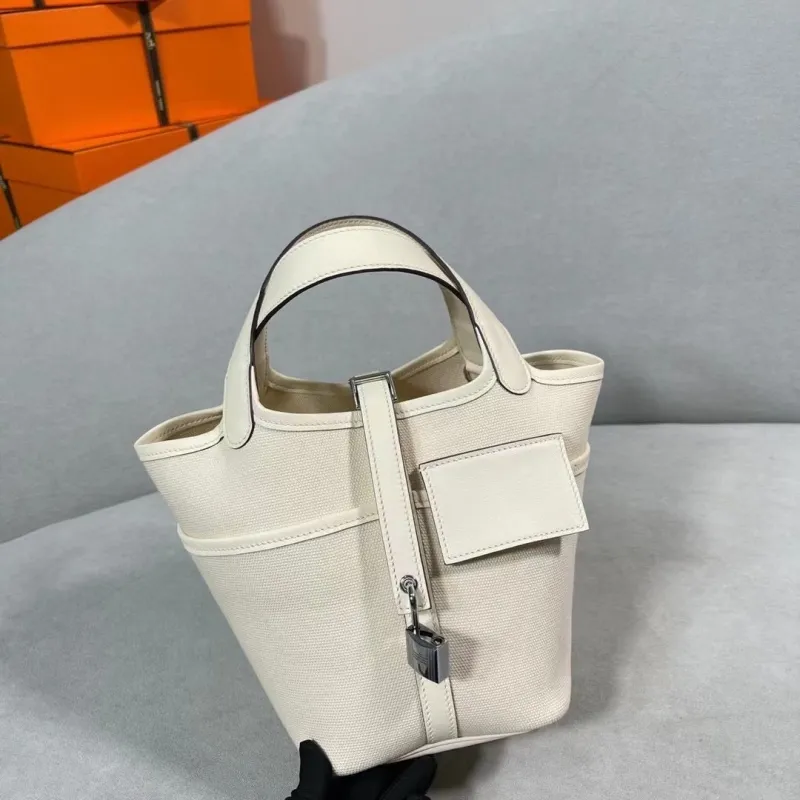 Alternative view of Hermes Cream Bucket Tote Handbag 162