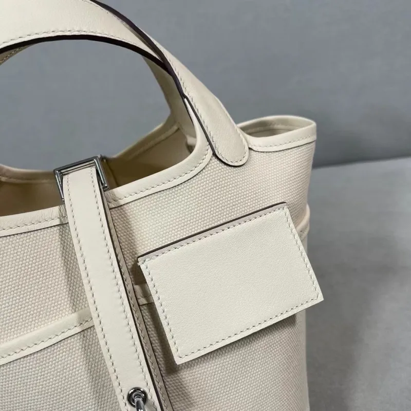 Hermes Cream Bucket Tote Handbag 162 - Image 3