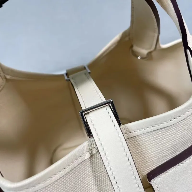 Hermes Cream Bucket Tote Handbag 162 - Image 6