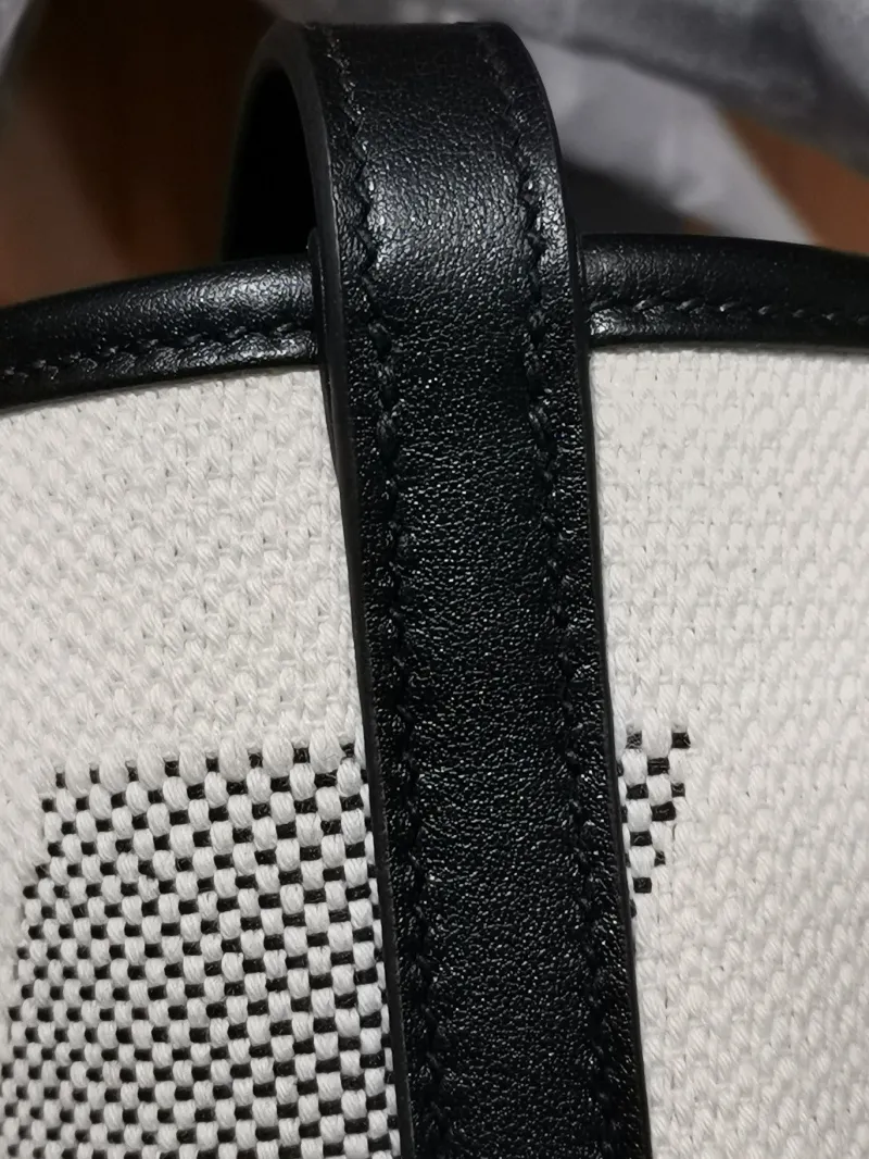 Hermes White Black Canvas Tote Crossbody Bag - Image 8