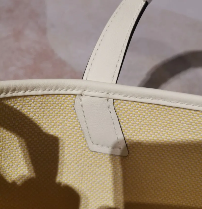 Hermes Cream Yellow Canvas Shoulder Tote Bag - Image 7