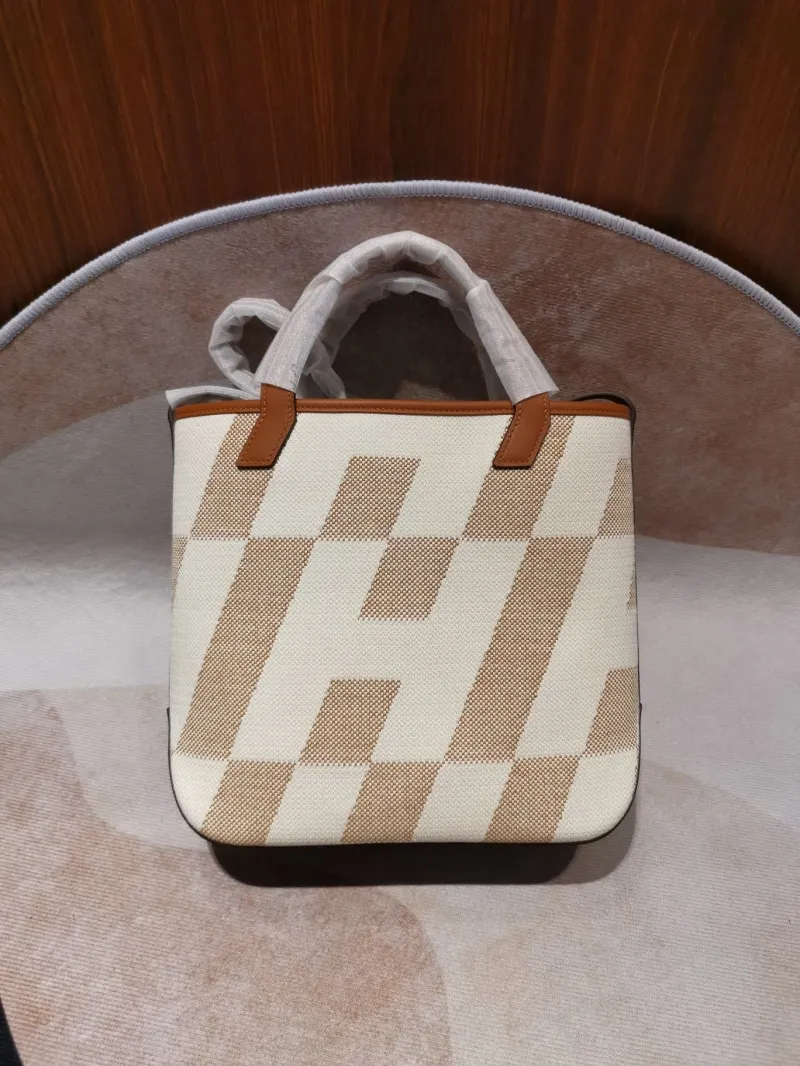 Hermes Cream Tan Canvas Tote Bag 165