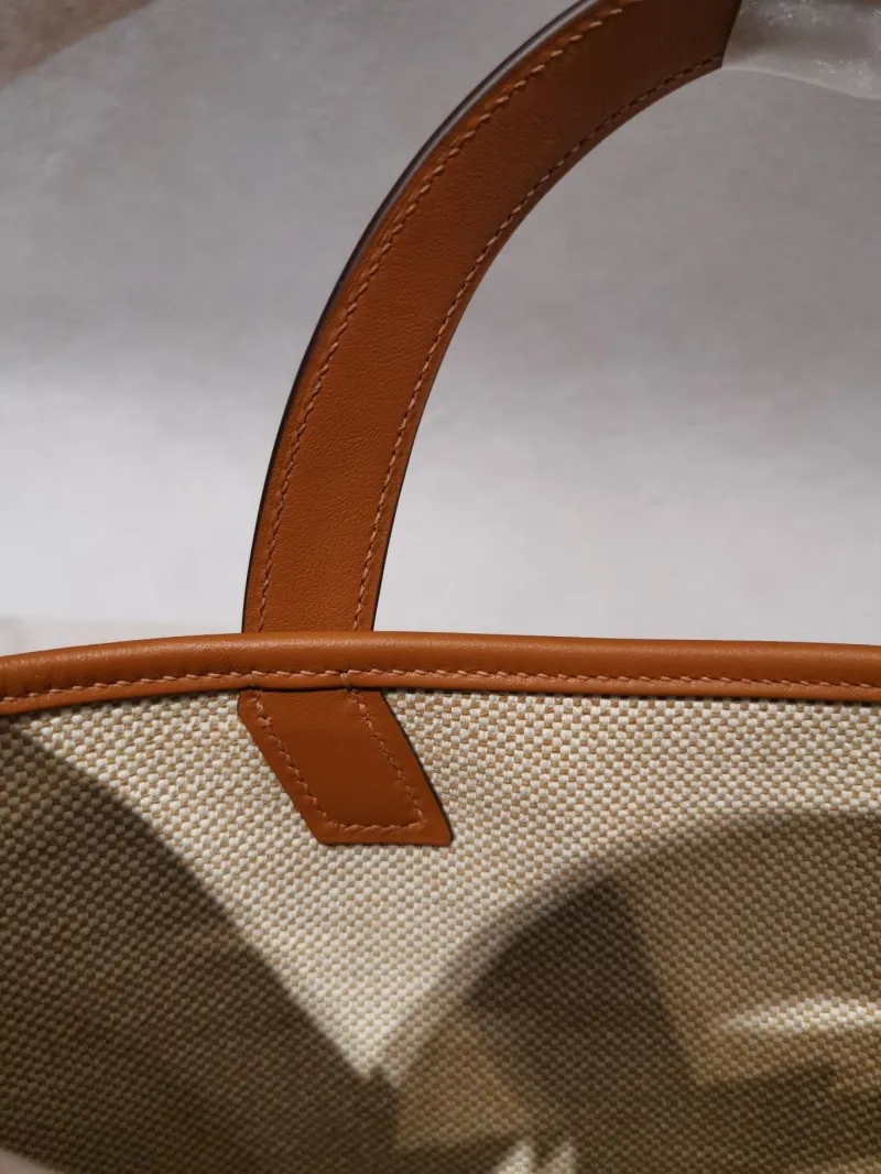 Hermes Cream Tan Canvas Tote Bag 165 - Image 7