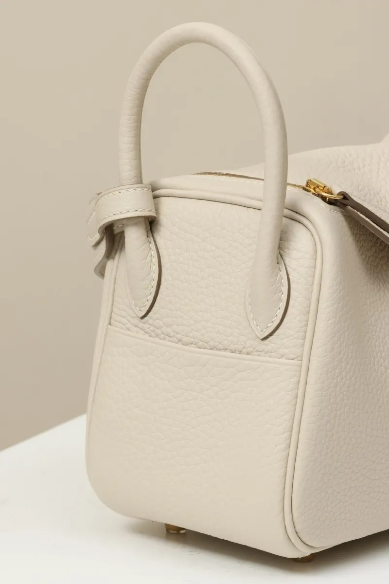 Hermes Cream Leather Top Handle Crossbody Bag - Image 3
