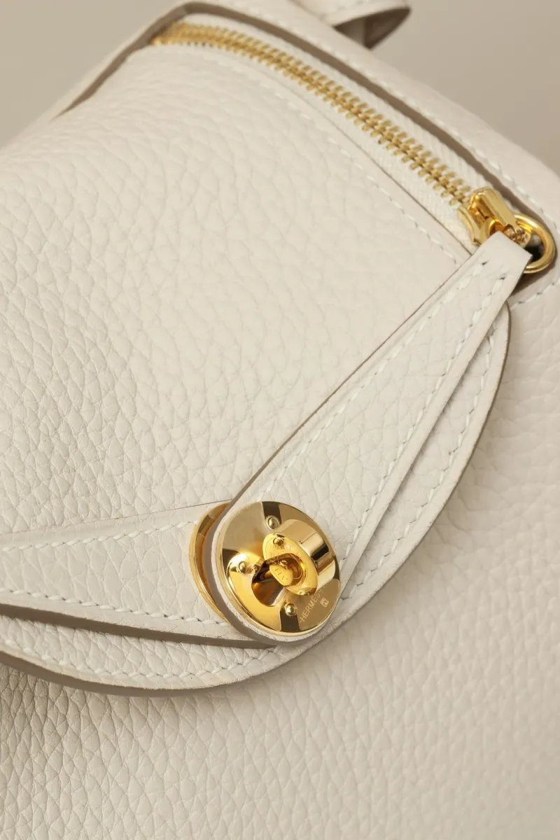 Hermes Cream Leather Top Handle Crossbody Bag - Image 4