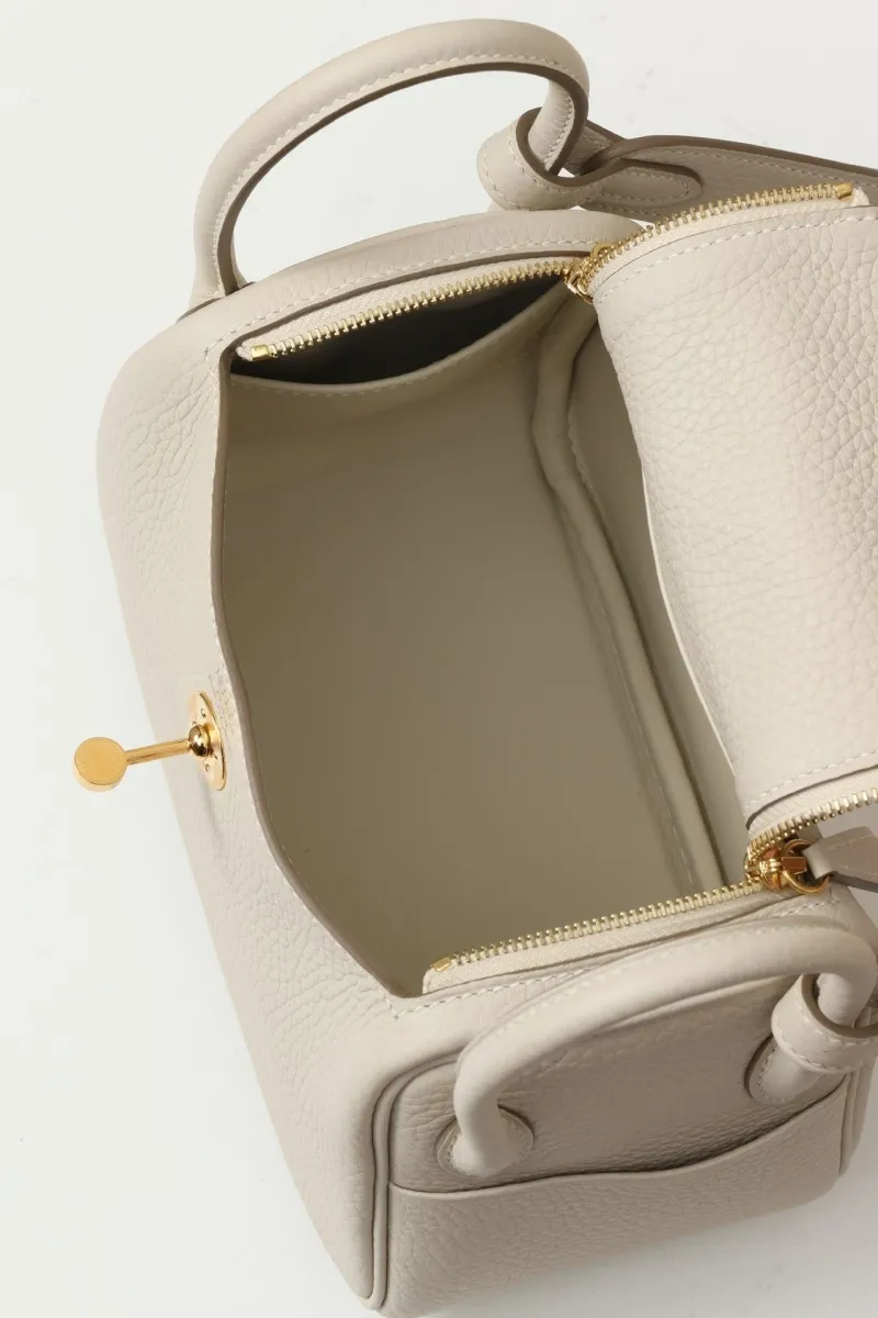 Hermes Cream Leather Top Handle Crossbody Bag - Image 6