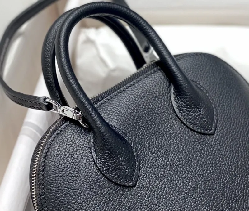 Hermes Black Leather Top Handle Crossbody Bag - Image 6