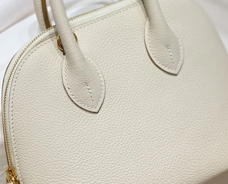 Hermes 23 Cream Top Handle Leather Handbag - Image 6