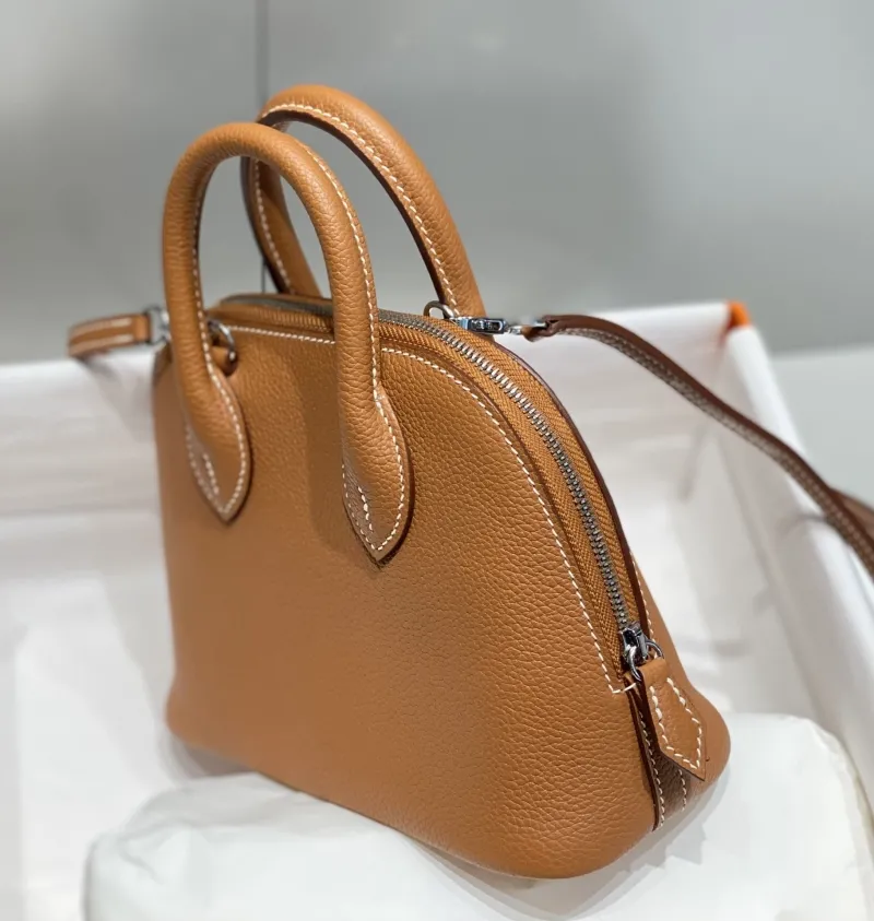 Hermes Brown Leather Mini Top Handle Crossbody Bag - Image 5