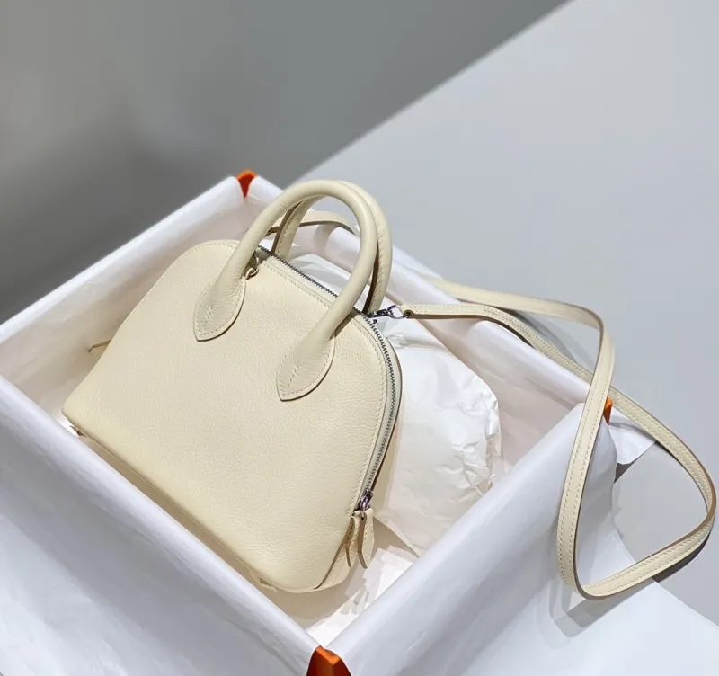 Hermes Cream Leather Top Handle Bag 105 - Image 3