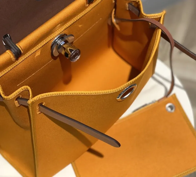 Hermes Yellow Tan Top Handle Bag 138 with Pouch - Image 9