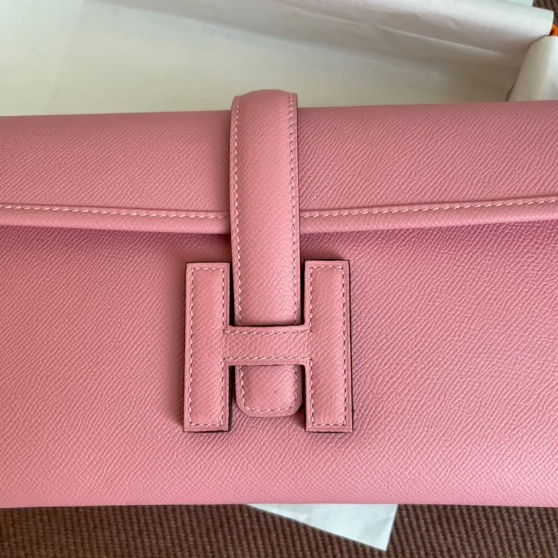 Hermes Pink Leather Clutch Bag - Image 3