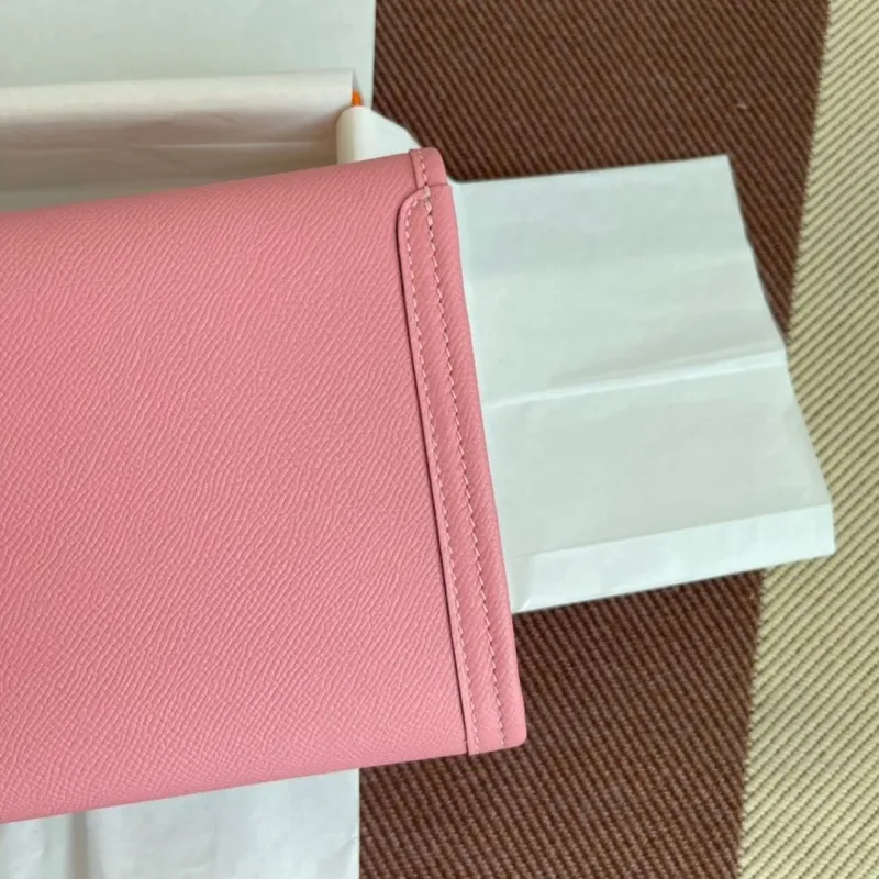 Hermes Pink Leather Clutch Bag - Image 4