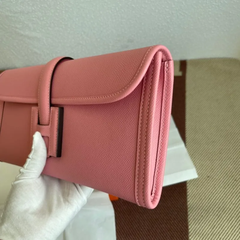 Hermes Pink Leather Clutch Bag - Image 5