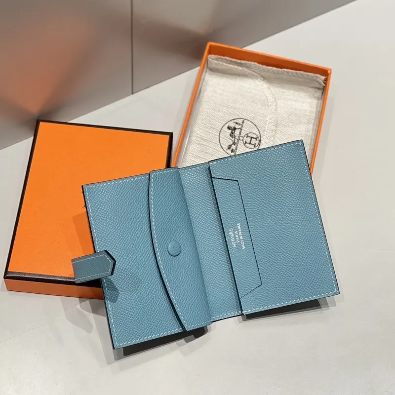 Hermes Blue Compact Leather Wallet - Image 3