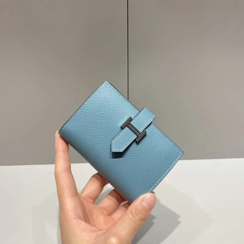 Hermes Blue Compact Leather Wallet - Image 4