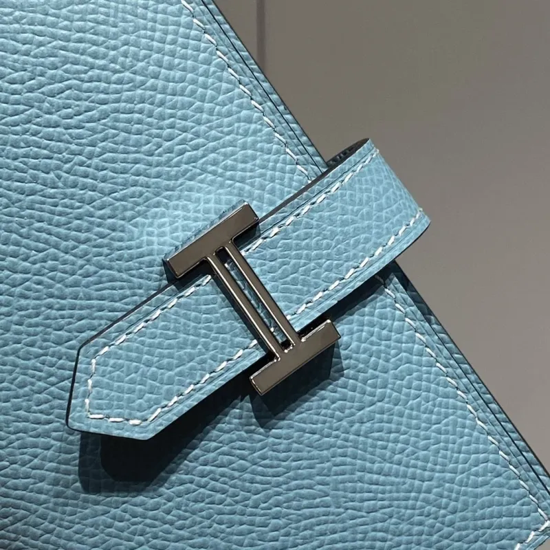 Hermes Blue Compact Leather Wallet - Image 5