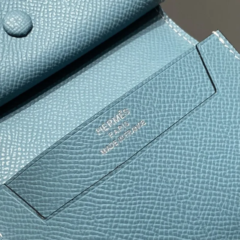 Hermes Blue Compact Leather Wallet - Image 6