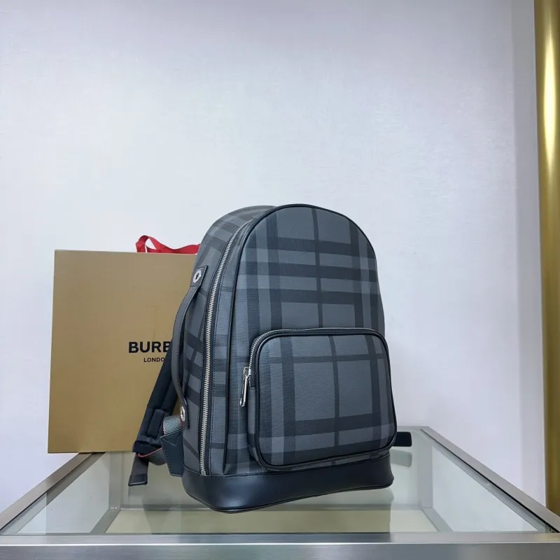 Burberry Dark Gray Check Backpack - Image 3