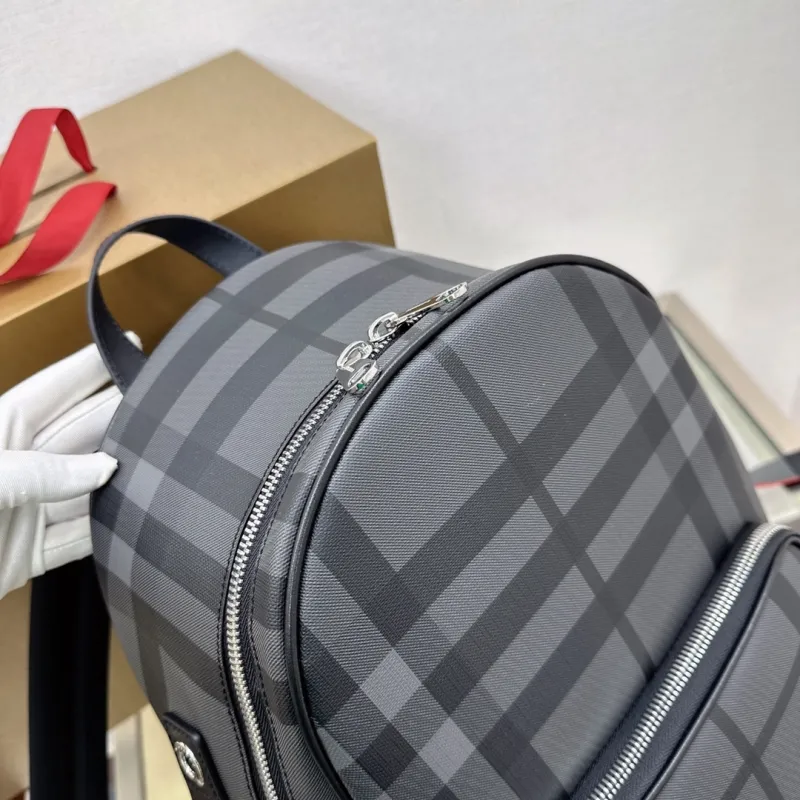 Burberry Dark Gray Check Backpack - Image 5