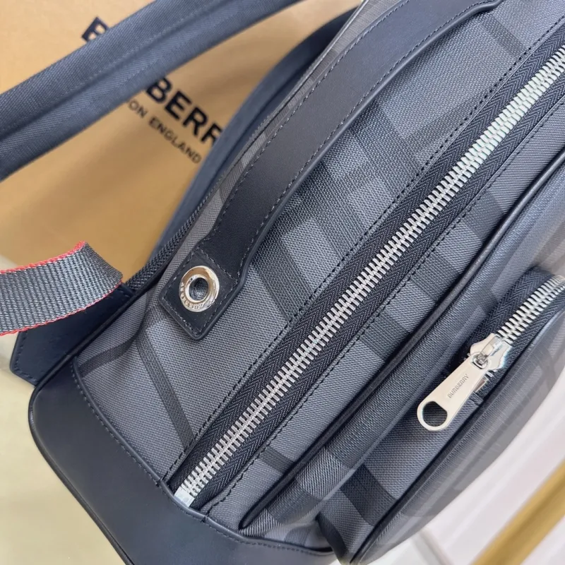 Burberry Dark Gray Check Backpack - Image 6