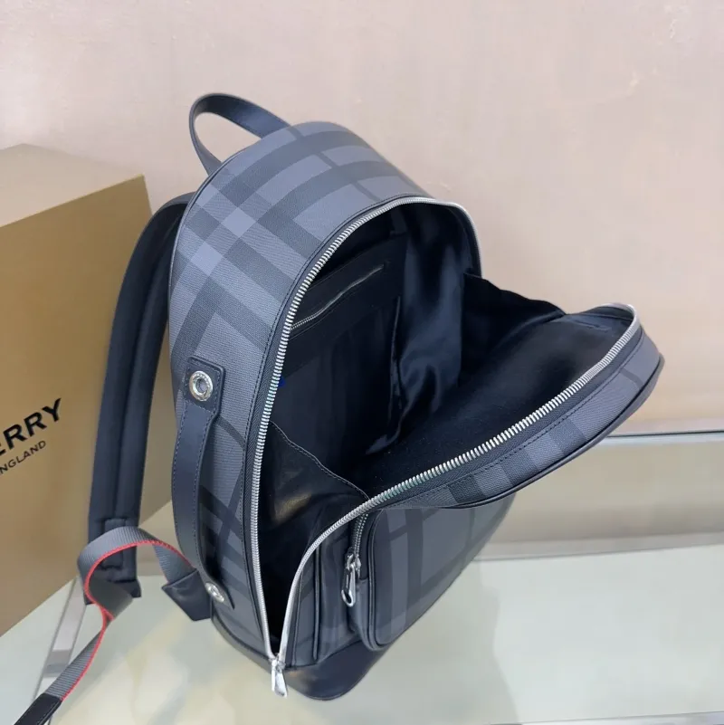 Burberry Dark Gray Check Backpack - Image 8