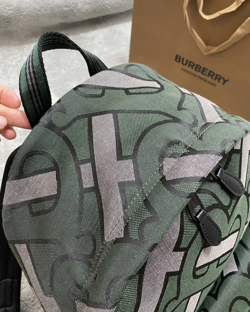 Burberry Green Monogram Canvas Backpack - Image 3