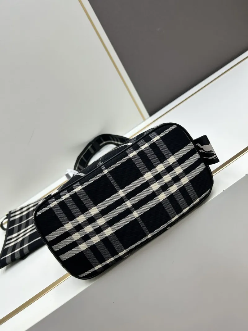 Burberry Black White Check Bucket Shoulder Bag 8091 - Image 5
