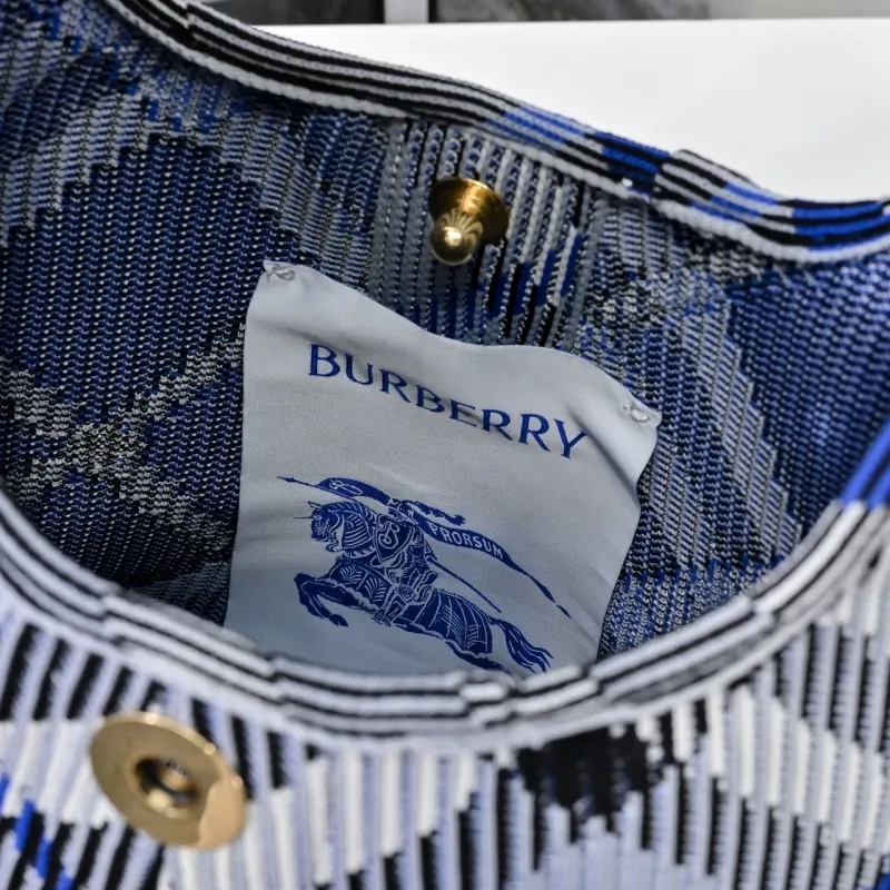 Burberry Blue Black Plaid Hobo Shoulder Bag - Image 8