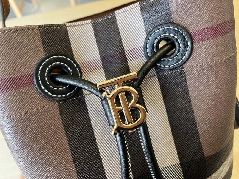 Burberry Brown Check Bucket Bag - Image 5