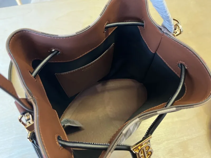 Burberry Brown Check Bucket Bag - Image 7