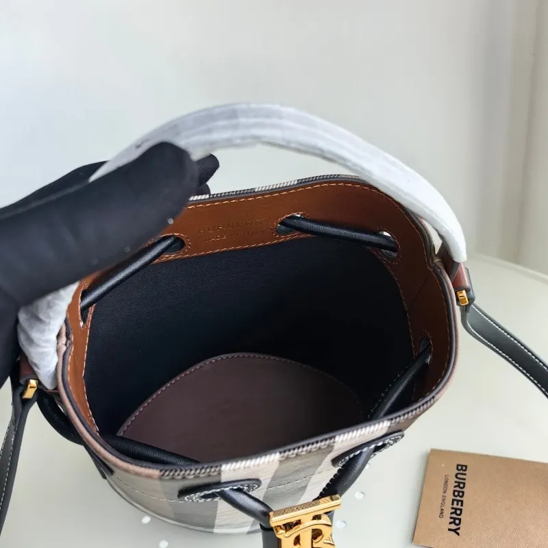 Burberry Signature Check Bucket Crossbody Bag - Image 9