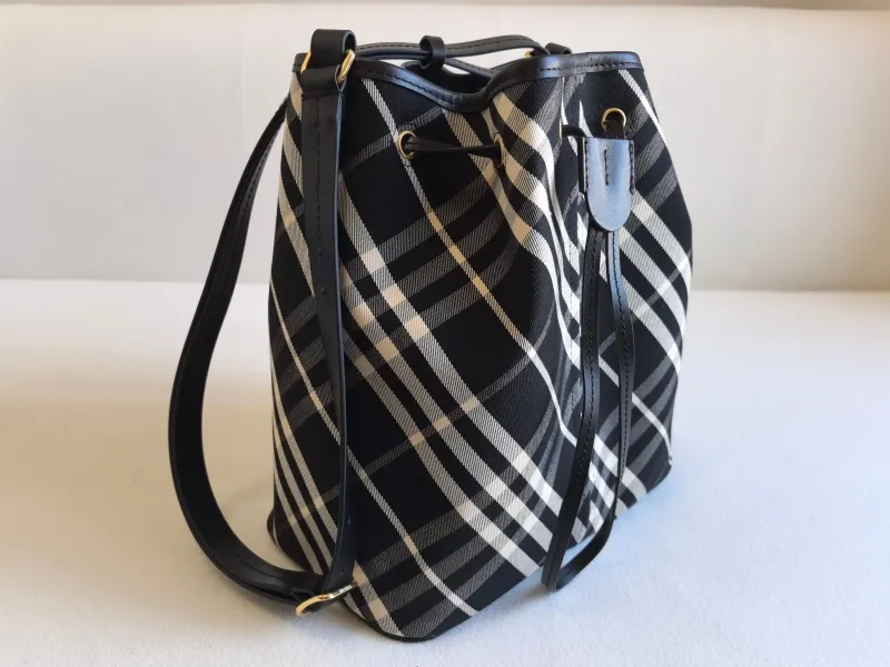 Burberry Black Check Bucket Bag 26 - Image 3